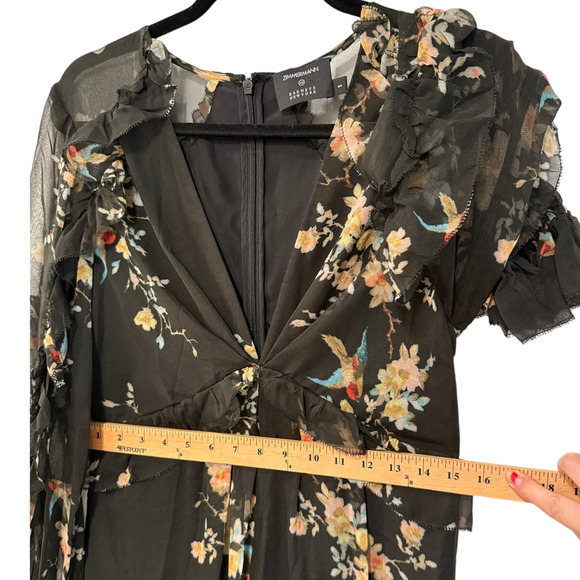 Zimmermann 1/ US 6 Maples SILK $995 Feathery Jumpsuit Wide Leg Maxi Dress Black - Picture 14 of 16